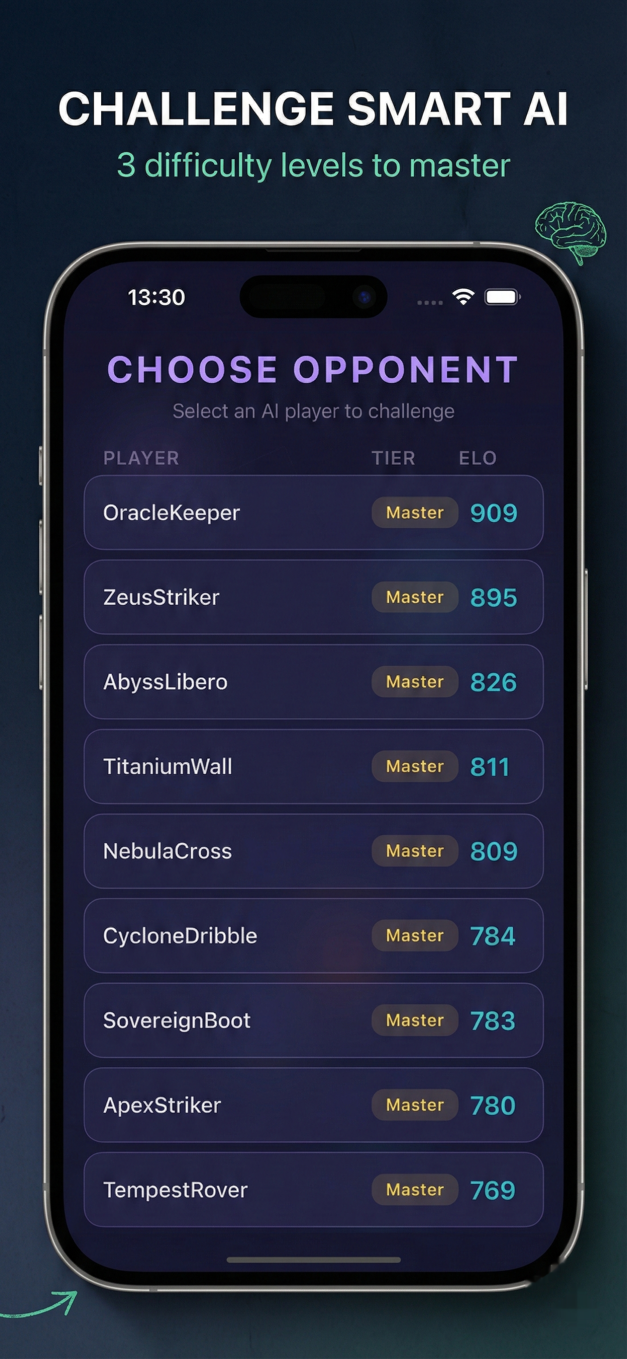 Choose AI opponent - multiple difficulty levels